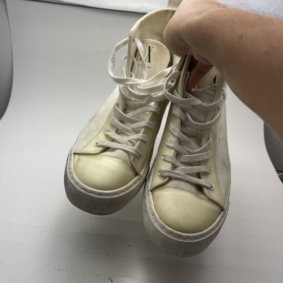 Armani Exchange (AX) Icon Logo High Top Canvas Sneakers Men Size 9 White READ - Picture 9 of 12